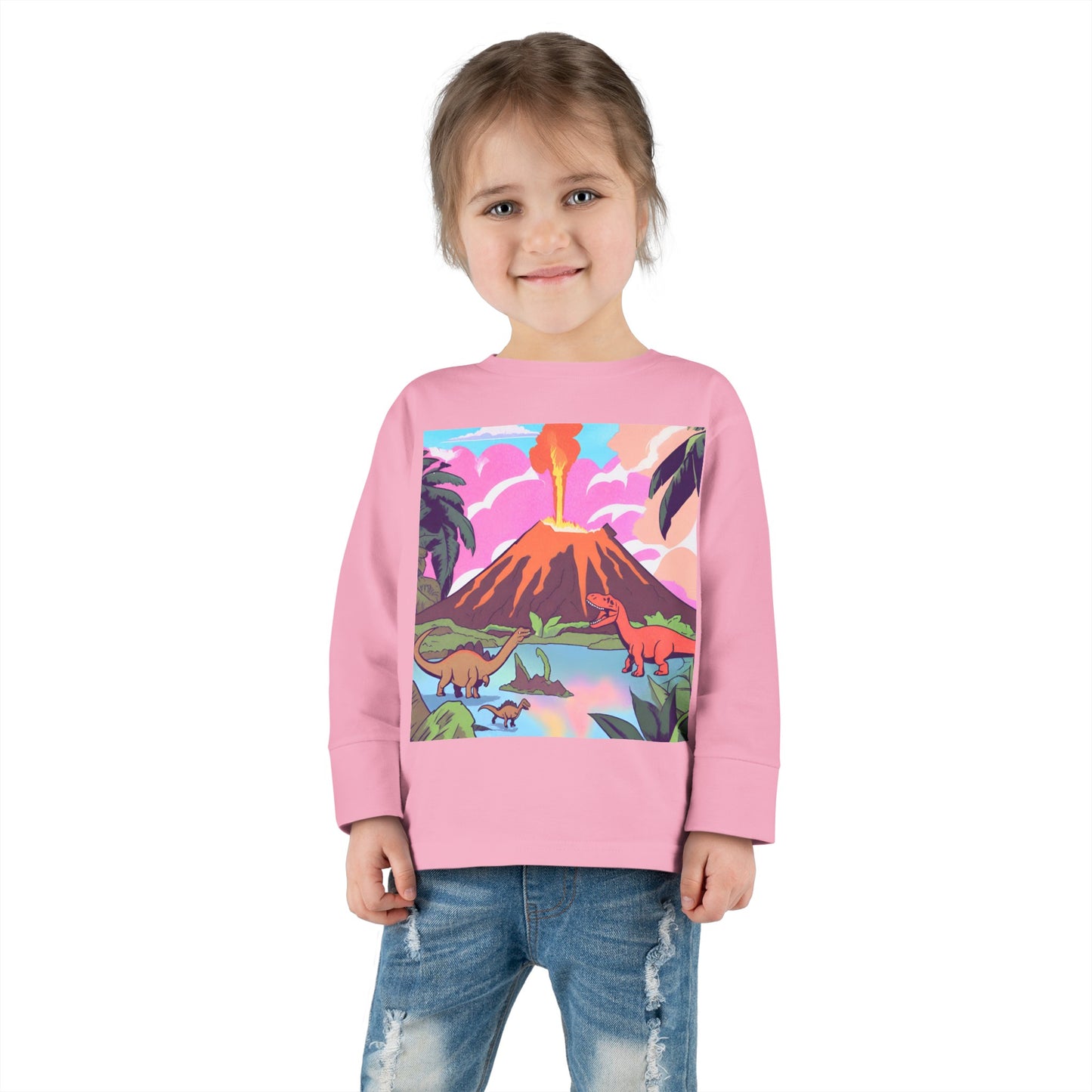 Long Sleeve Dino Fire Toddler Tee