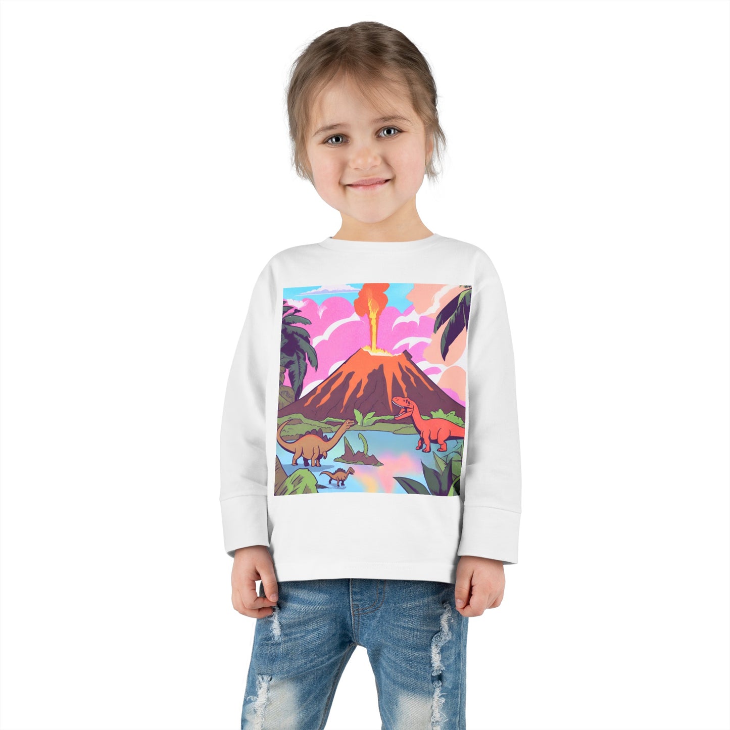 Long Sleeve Dino Fire Toddler Tee