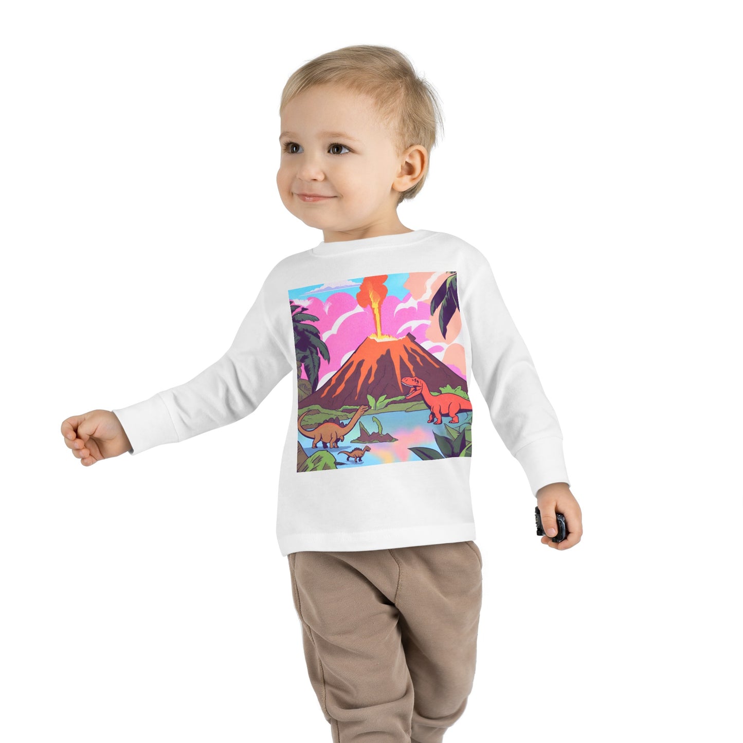 Long Sleeve Dino Fire Toddler Tee