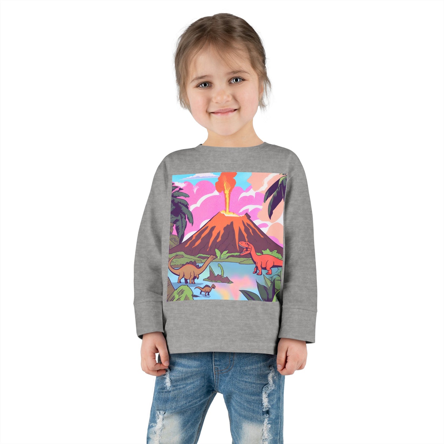 Long Sleeve Dino Fire Toddler Tee